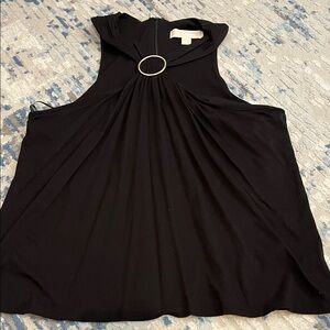 Michael Kors Black Sleeveless Blouse with Ring Accent